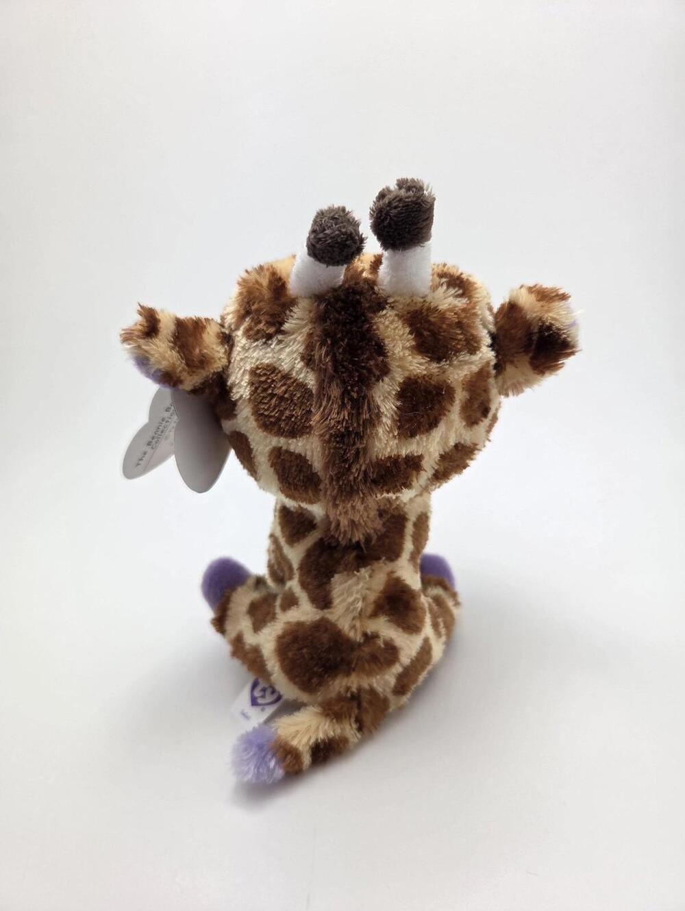 Ty Beanie Boo “Safari” the Giraffe Sparkly Eyes Purple Tag (6 inch)